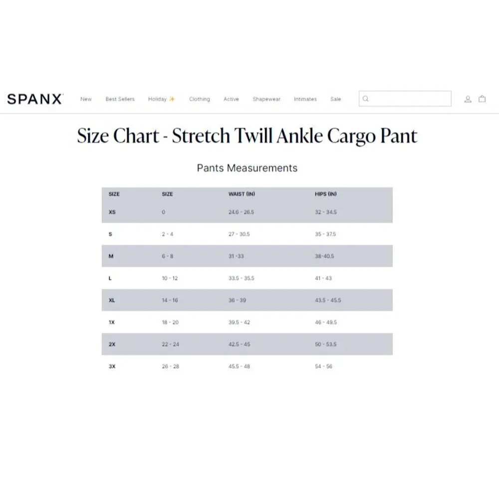 NWT SPANX 20311R Stretch Twill Ankle Cargo in Soft Sage Pull-on Stretch Pants S